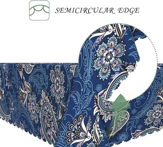 70x90 Inch Paisley Rectangular Tablecloth Farmhouse Floral Table Cloth Bohemian Washable Durable Table Cover for Dining Banquet Garden Home Decor