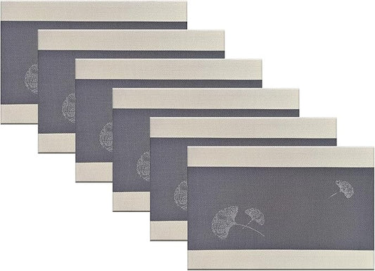 PIGCHCY Rustic Placemats Set of 6, Easy to Clean Placemats Washable Non-Slip Luxurious Durable Table Mats for Home/Dining Room Decoration (Black Grey,18 X 12 inches)