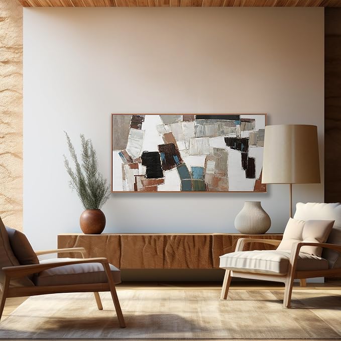 Wall Art Pictures For Wall Canvas Modern And Minimalist Wall Art Decor 29"X58" Framed Wall Decor Artwork Painting Natural Minimalist Geometric Line Art Decorations For Dinning Room Bedroom Home Office Kitchen