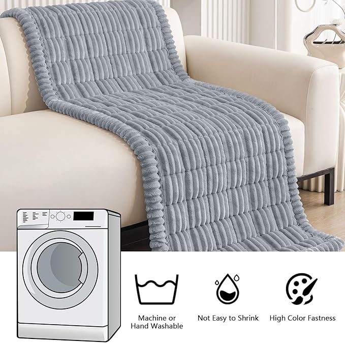 Smiry Couch Cover for Dogs Washable, Non Slip Fuzzy Pet Couch Covers for 3 Cushion Sofa Pet Friendly, Thick Soft Sofa Slipcovers Cushion Protector (Grey, 27.6" x 47")
