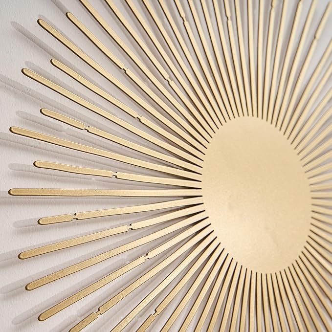NEODECO Sun Rays-Double Metal Wall Art, Geometric Sun Decor, Metallic colors, Large 3D wall sculpture, model BC, Set of 2 (Silver, Medium)