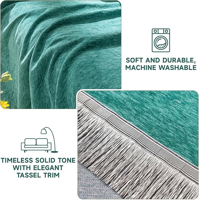 VClife Modern Teal Green Couch Cover XXL Sofa Covers for Sectional Sofa Large Sofa Slipcover, Soft Chenille Couch Covers for 2 Cushion Couch Washable Living Room Furniture Protector, 71''x150''
