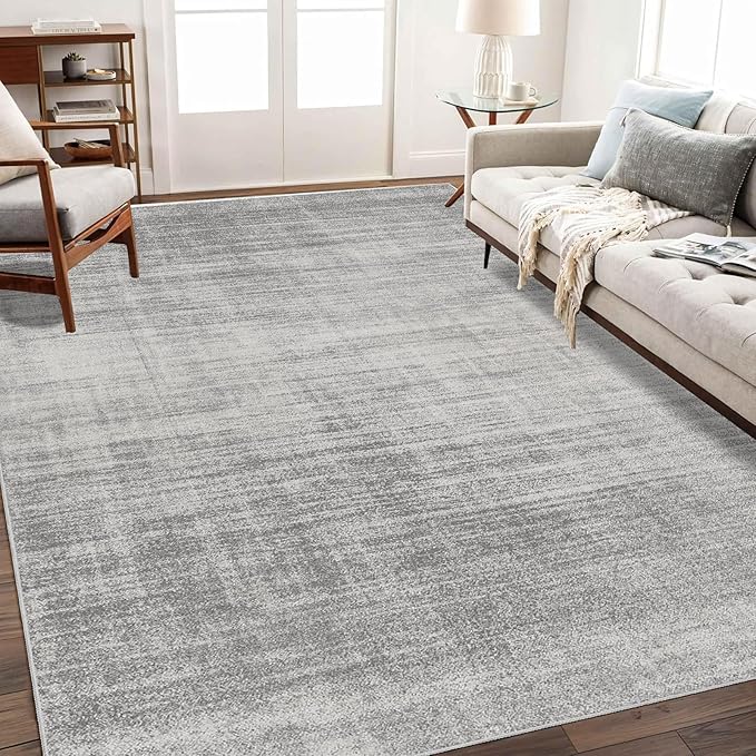 Enkor Area Rug 5x7 Washable Non Slip Abstract Soft Rugs for Living Room Bedroom, Modern Mat for Kitchen Entryway Light Grey