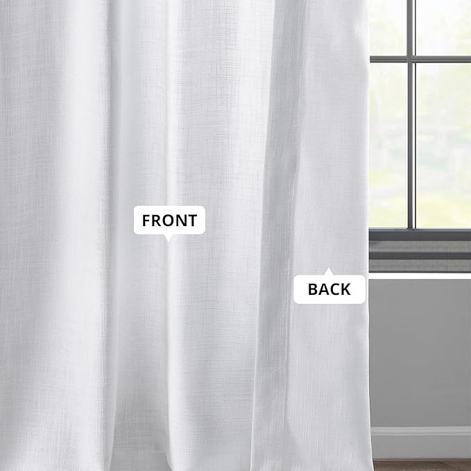 HPD Half Price Drapes Heavy Faux Linen Light Filtering Curtains for Bedroom 108 Inches Long (1 Panel) - Rod Pocket Curtains for Living Room - Window Curtains Home Decor - 50 X 108, Rice White