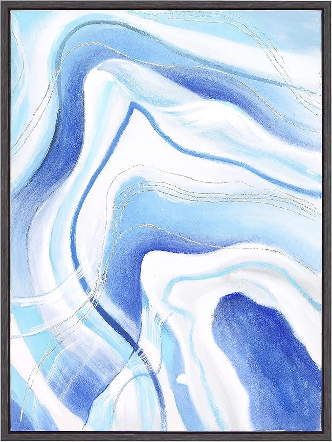 Empire Art Direct Abstract Wall Art Textured Hand Painted Canvas by Martin Edwards, Matte Black Frame, 40" x 30", Sky Elixer