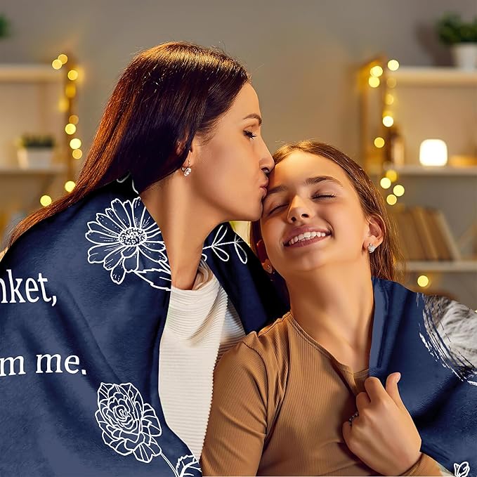 Ships Next Day, Personalized Christmas Mom Blanket Gift, Custom Blanket with Kids Name and Birth Month Flowers, Birthday Gifts for Mom from Daughter Son, Personalized Gifts for Grandma,Wife