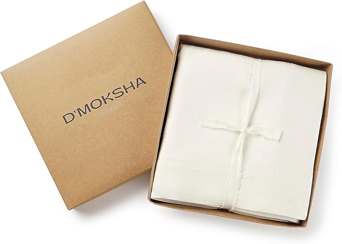 D'Moksha Homes Ivory Linen Tablecloth 60 x 144 Inch - 100% Pure Linen Table Cloth for Rectangle Tables - Machine Washable Tablecloth for Fall, Thanksgiving, Christmas, Holiday