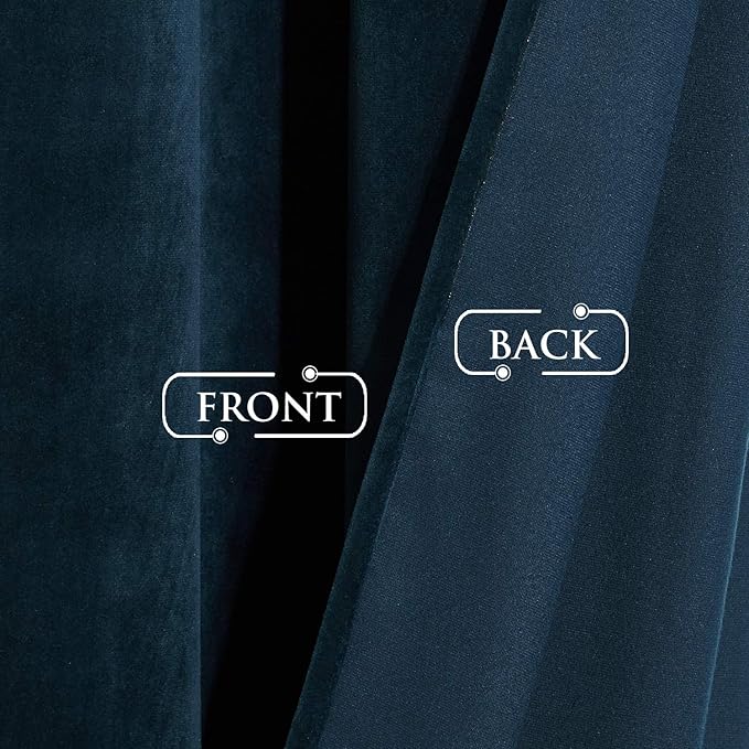 StangH Super Soft Velvet Curtains Back Tab Navy Blue Curtains for Sliding Door Luxury Decor Thermal Insulated Blackout Drapes for Office/Studio/Dining Room, W62 x L96, 2 Panels