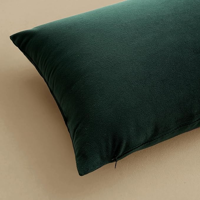 MIULEE Pack of 2 Velvet Soft Solid Decorative Square Throw Pillow Covers Christmas Cushion Case Home Decor for Sofa Bedroom Car 16x16 Inch Army Green