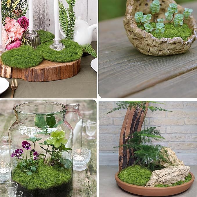 FAICOIA Fake Moss for Crafts 39" x 39" Faux Moss for Plants Indoor Artificial Moss for Decorating Green Faux Grass for Planters Crafts DIY Table Centerpieces Fairy Garden Floral Wedding 100 x 100cm