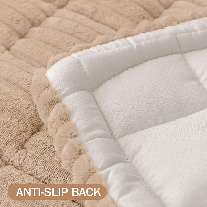 Smiry Couch Cover for Dogs Washable, Non Slip Fuzzy Pet Couch Covers for 3 Cushion Sofa Pet Friendly, Thick Soft Sofa Slipcovers Cushion Protector (Khaki, 27.6" x 59")