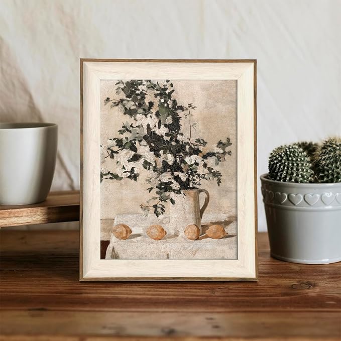 XOCUUI Vintage Wall Art Kitchen, Flowers and Lemons Pictures Painting Botanical Decor, Unframed Canvas Prints Art, Vintage Bathroom Decor, Farmhouse Wall Art for Dining Room, 11"x14"