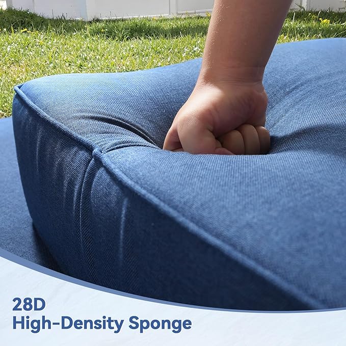 6" Thick Outdoor Cushions 24x24x6, 8-Set Deep Seat Patio Cushions with Removable Cover, Waterproof & Fade Resistant Replacement for Wicker Chair, Loveseat, Sofa - Blue