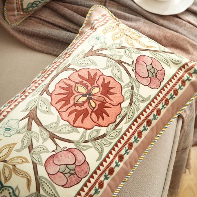 patdrea Velvet Euro Sham Decorative Throw Pillow Covers Set Soft Durable Cushion Cases Pillowcase for Couch Bedroom Car (2 Pack Pink Floral Rectangle)