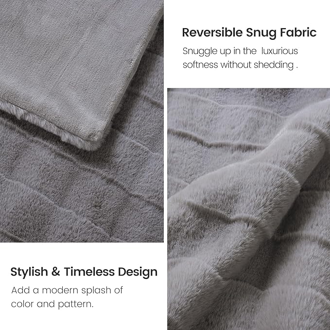 Cozy Bliss Fluffy Faux Fur Throw Blanket for Couch,Warm Cozy Soft Grey Throw Blankets for Sofa Bed Living Room,60x80 Inches