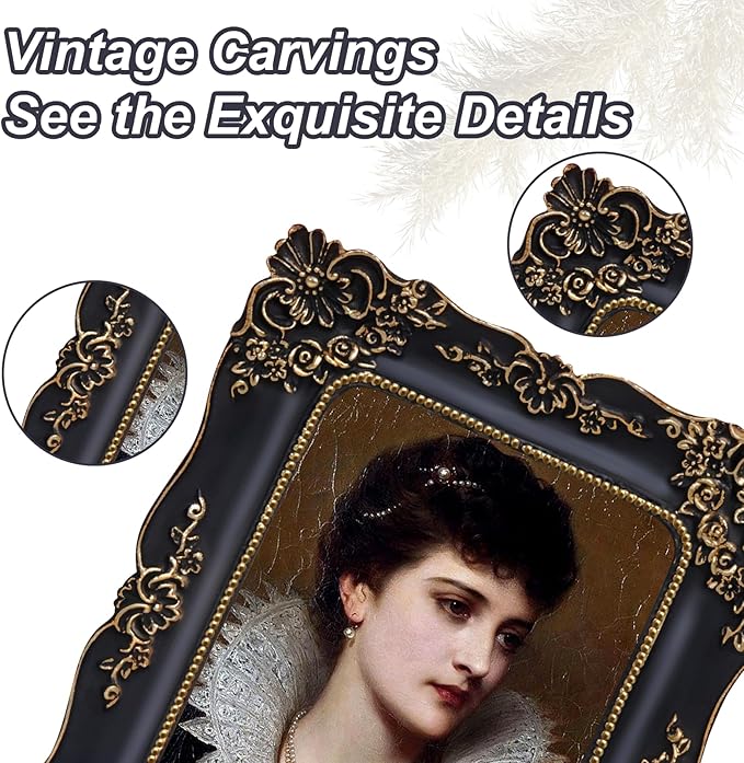 4x6 Vintage Picture Frame Black Baroque Gothic Picture Frames Antique Ornate Victorian for Tabletop or Wall Display Gallery Wall Art