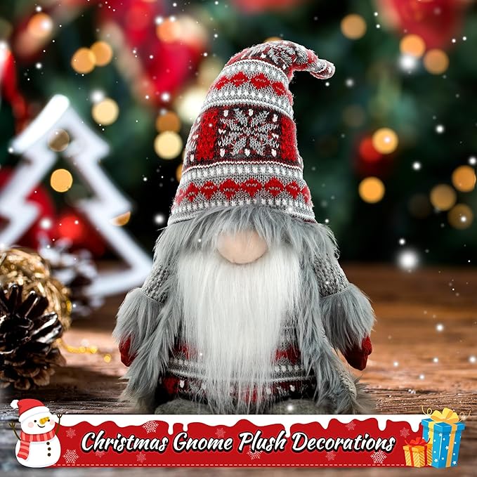 Gnome Christmas Decorations - Adorable Plush Christmas Gnome Gifts for Women, Thanksgiving Valentines Birthday Plush Gnomes Swedish Tomte Elf for Kitchen, Tiered Tray and Home Décor
