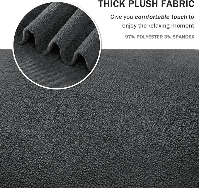 NICEEC Loveseat Cover Thick Plush 1-Piece Warm Grey Slipcover for Loveseats Stretch Fluffy Couch Covers for Living Room Easy Fit Washable Soft Furniture Sofa Protector with Skirt