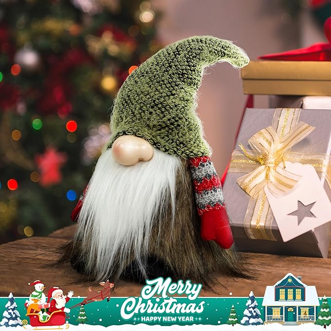 Gnome Christmas Decorations, Gnome Ornaments Swedish Tomte Elf Stuffed Dwarf, Indoor Holiday Plush Decor for Home Mantel Shelf Table Window Apartment Kitchen Party Gifts