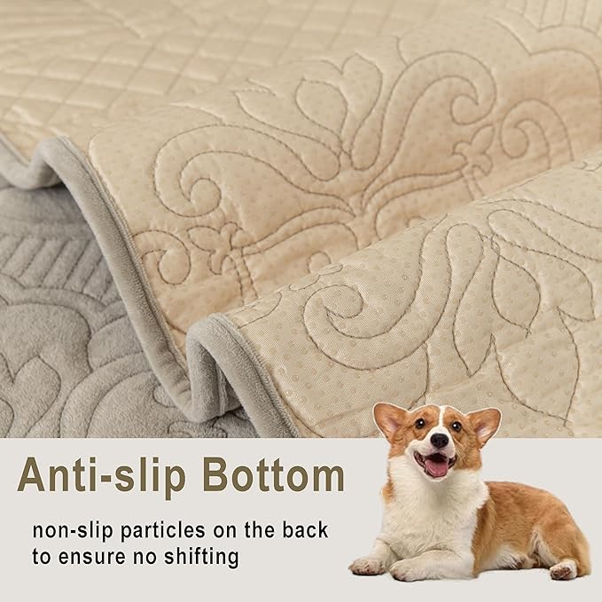 Couch Cover Sofa Covers Washable, Velvet Fleece Sofa Slipcovers for 3 Cushion Couch, Non-Slip Furniture Protector for Dog Pet, L Shaped Recliner Sectional Couch Cover Taupe,36"X71"(Only 1 Pcs)