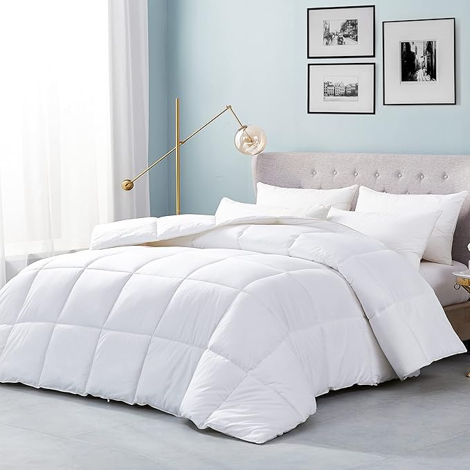 Luxurious King/California King (Cal King) Hard-to-FIND 90 Oz Fill Weight Goose Down Alternative Comforter, 600 Thread Count 100% Egyptian Cotton Cover, 750 Fill Power, Solid White Color