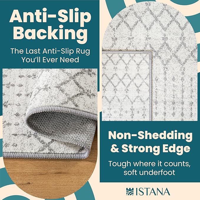 Istana 2x3 Area Rug - Grey Boho Rugs for Living Room 2x3 - Foldable Small Rugs for Bedroom - Stain Resistant Washable Rug Non Slip - Eco-Friendly Area Rugs Indoor - Easy to Clean Rug