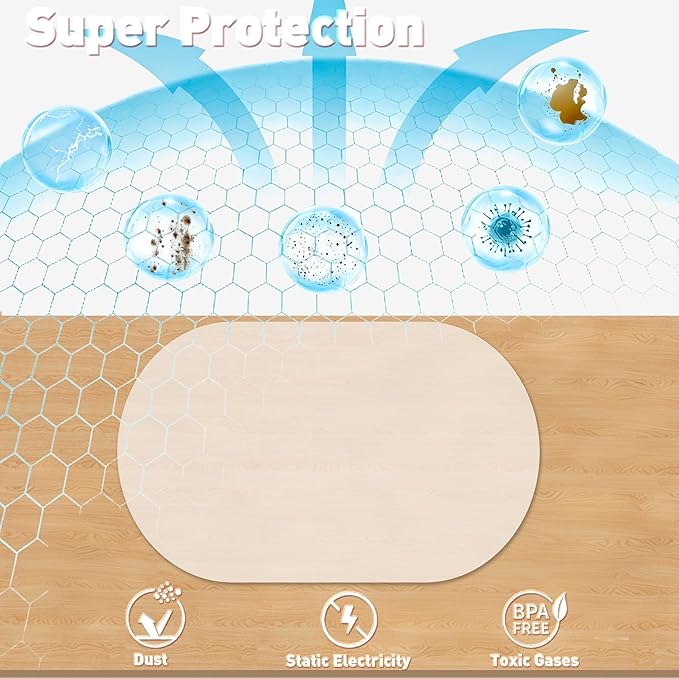 Oval Silicone Placemat Set of 4,Heat Resistant Placemats, Silicone Table Mats,Non-Slip Dining Mat for Home,Waterproof Easy Clean Kids Placemats,17"x12" LSR Translucent (4Pcs, White)