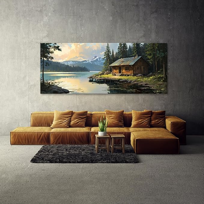 Sense Canvas Scandinavian Tranquil Forest 17 Canvas Art - Home Decor Wall Art Print Poster Painting Large 40x16 / 1.5"