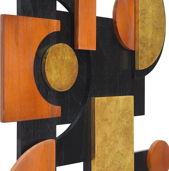 Empire Art Direct "Amber Embraces I Handmade Dimensional Solid Paulownia Wood Abstracts Wall Art, Ready to Hang, Living Room, Bedroom & Office, 48" x 24"x 1.42"