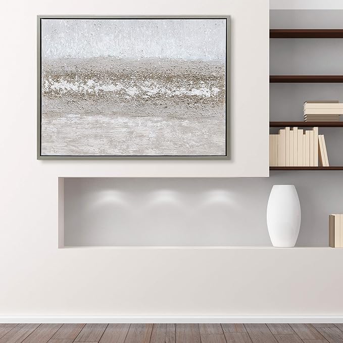 Empire Art Direct Abstract Wall Art Textured Hand Painted Canvas by Martin Edwards, Champagne Silver Frame, 40" x 30", Sandpath