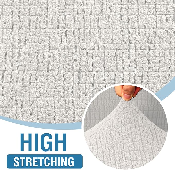 H.VERSAILTEX Jacquard Sofa Slipcover with Waterproof Seat Furniture Protector 1 Piece Stretch Sofa Covers with Elastic Bottom for Kids, Pets, Dog(Sofa L, Pale Oak)