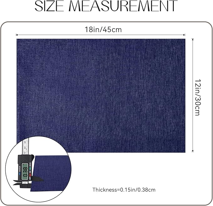 Romanstile Cloth Placemats Set of 8-12 x 18 Inch, Heat Resistant Double Layered Thickened Burlap Place Mats, Washable Faux Linen Farmhouse Table Mats for Kitchen/Dining/Party/Outdoor, Navy Blue