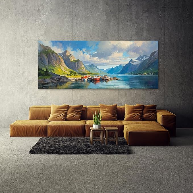 Sense Canvas Scandinavian Summer Fjord Bliss 41 Canvas Art - Home Decor Wall Art Print Poster Painting Medium 30x12 / 1.5"