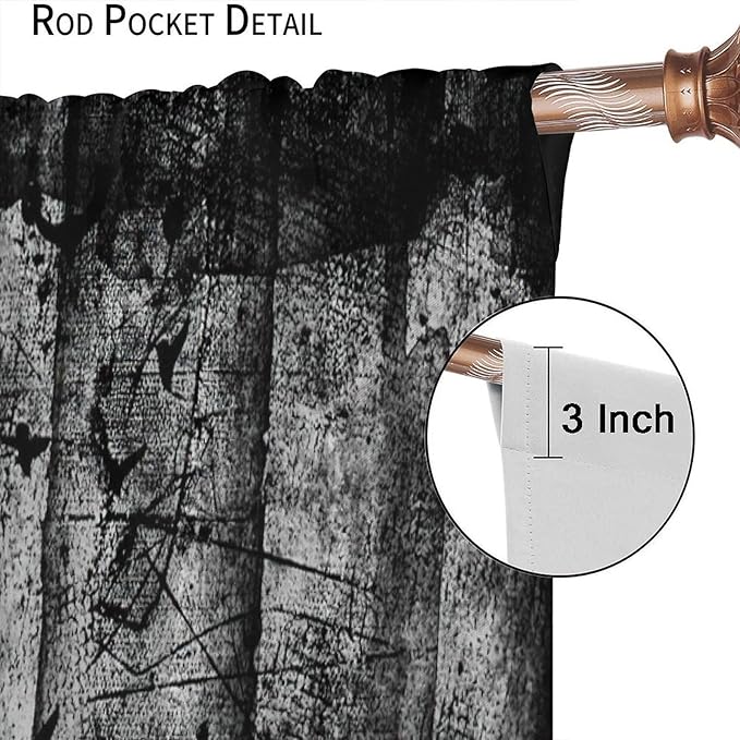 Gothic Halloween Forest Blackout Window Curtains, Forest Spider Webs Halloween Style Scary Print Window Treatments, for Bedroom Living Room 21(W)*45(L) 2 Panels