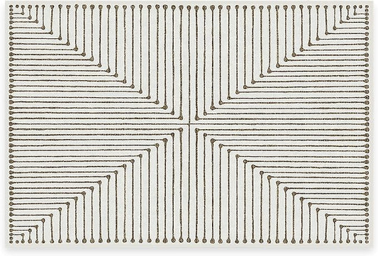 RUGGABLE x Jonathan Adler Machine Washable Modern Area Rug – Inkdrop Camel & Ivory 2x3, Stain-Resistant, Non-Slip – Small Rugs for Living Room, Bedroom, Hallway, Entryway & Bathroom–with Standard Pad