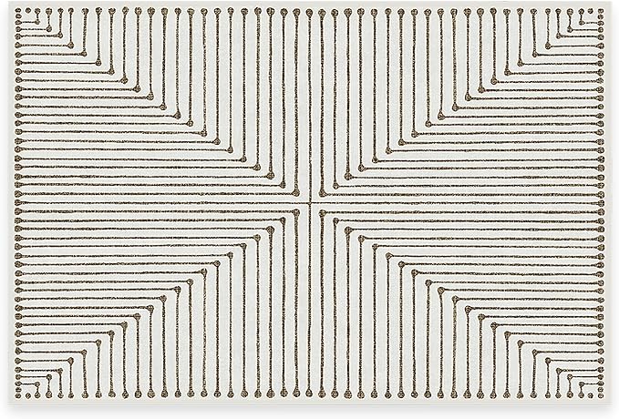 RUGGABLE x Jonathan Adler Machine Washable Modern Area Rug– Inkdrop Camel & Ivory 2x3, Stain-Resistant, Non-Slip – Small Rugs for Living Room, Bedroom, Hallway, Entryway & Bathroom–with Cushioned Pad
