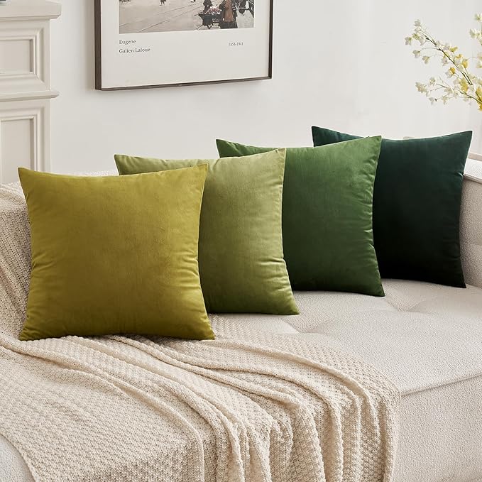 MIULEE Pack of 2 Velvet Soft Solid Christmas Decorative Lumbar Rectangle Throw Pillow Covers Cushion Case Home Decor for Couch Sofa Bedroom Car 12x20 Inch Army Green