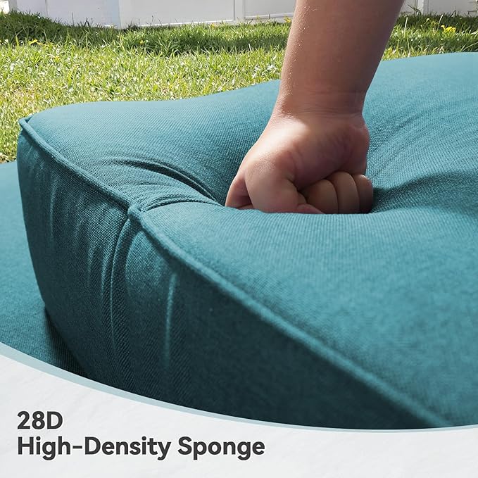 6" Thick Outdoor Cushions 22x24x6, 4-Set Deep Seat Patio Cushions with Removable Cover, Waterproof & Fade Resistant Replacement for Wicker Chair, Loveseat, Sofa - Peacock Green