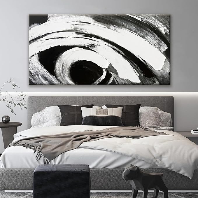 TAIJXAGSG Large Abstract Wall Art For Living Room Prints Artwork Canvas Art Wall Decor Black And White Wall Art Modern Painting Abstract Decor For Hotel Office Artwork 29 x 58 Inch