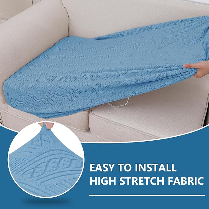 hyha Individual Couch Cushion Covers, Stretch Magic Sofa Seat Cushion Covers Washable, Dog Couch Sofa Slipcover for Pets, Kid with Elastic Bottom(Back Cover M, Blue)