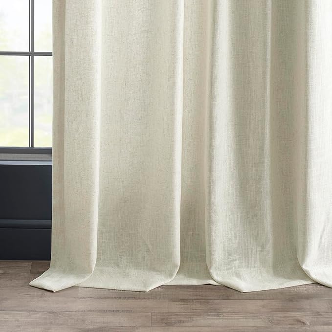HPD Half Price Drapes Heavy Faux Linen Light Filtering Curtains for Bedroom 120 Inches Long (1 Panel) - Rod Pocket Curtains for Living Room - Window Curtains Home Decor - 50 X 120, Barley