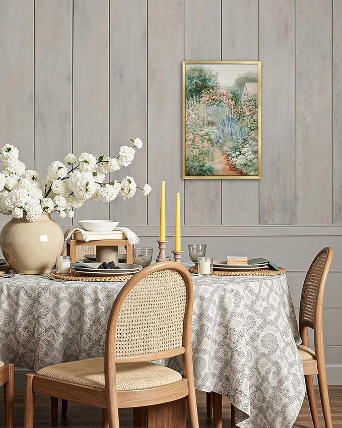 AIMAILON Vintage Gold Canvas Wall Art Framed Decor for Bedroom Living Room Abstract Nature Theme Spring Atmosphere Picture Colorful Flower Cottagecore Print Artwork Desktop Decor 12x18
