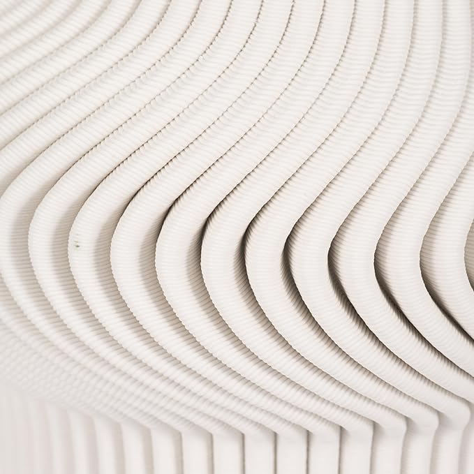 Texture Ceramic Vase for House Decor - 3D Printed Design, Perfect as a Flower Vase for Bedroom, Table, and Office Display - Modern Sculpted Home Accent for Room and Living Room Decor Ivory (14 Inch)