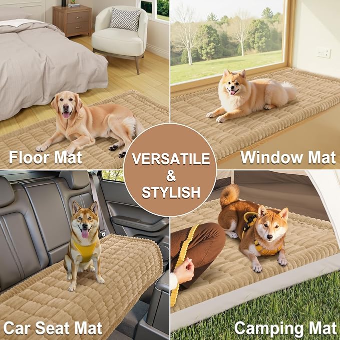 Smiry Couch Cover for Dogs Washable, Non Slip Fuzzy Pet Couch Covers for 3 Cushion Sofa Pet Friendly, Thick Soft Sofa Slipcovers Cushion Protector (Camel, 27.6" x 88")