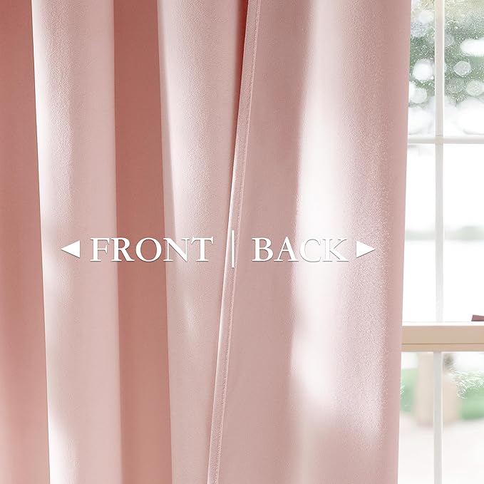 StangH Dusty Pink Velvet Curtains 96 inches - Luxury Room Darkening Window Drapes for Bedroom Living Room Thermal Insulated Super Soft with Rod Pocket & Back Tab, W52 x L96 inches, 2 Panels