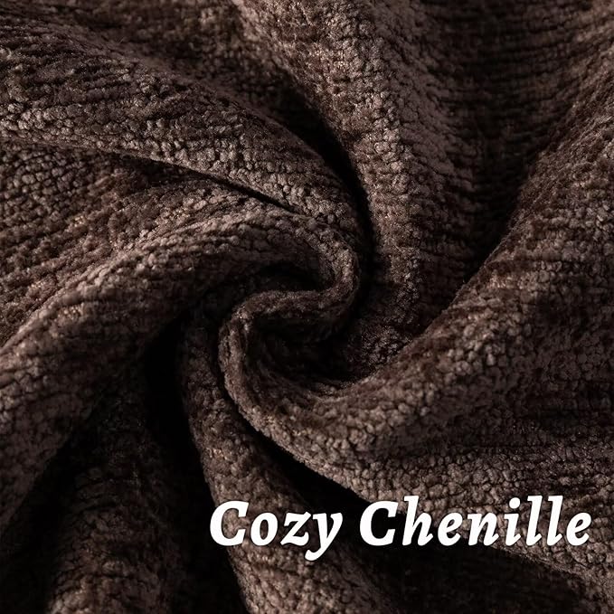 Brown Decorative Throw Pillow Covers 26x26 Inch Set of 2 Cozy Soild Chenille Cushion Cases Soft Textured Square Couch Pillows Cover Boho Accent Farmhouse Pillowcases for Sofa Bed
