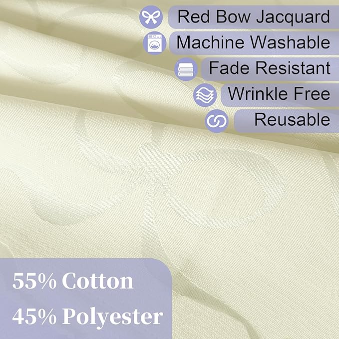 Ivory Napkins Cloth, Fabric Napkins Set of 12 (18"x18") - Cotton & Polyester, Wrinkle/Fade Resistant - Dinner Napkin Cloth Washable, Jacquard Napkin for Banquet, Party & Wedding, Champagne Bows