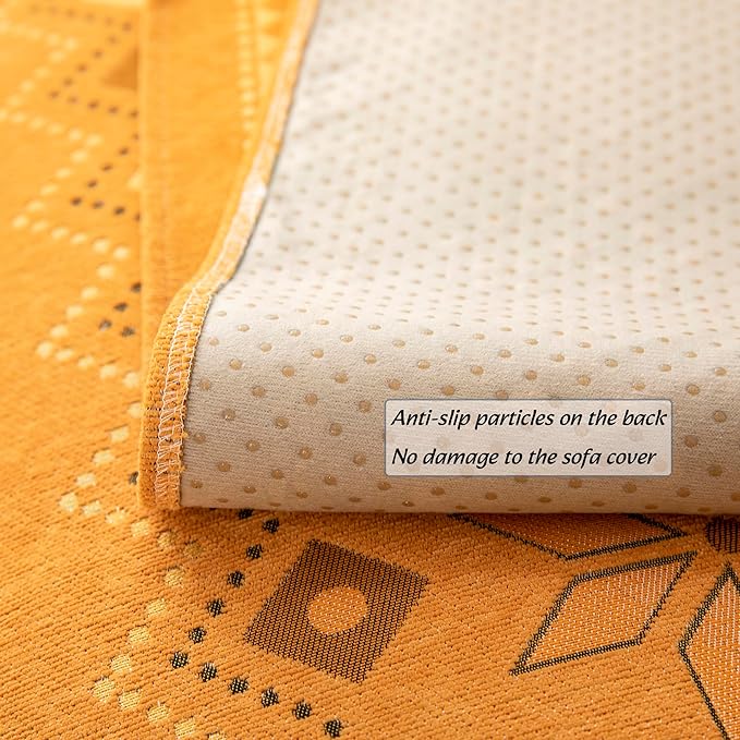 Boho Chenille Couch Covers,Geometric Couch Covers for Sofa,Chenille Couch Cover Non Slip,Sectional l Shaped Sofa Furniture Protector Cover for Home Decor,Orange_1 Seat 43x43in/110x110cm
