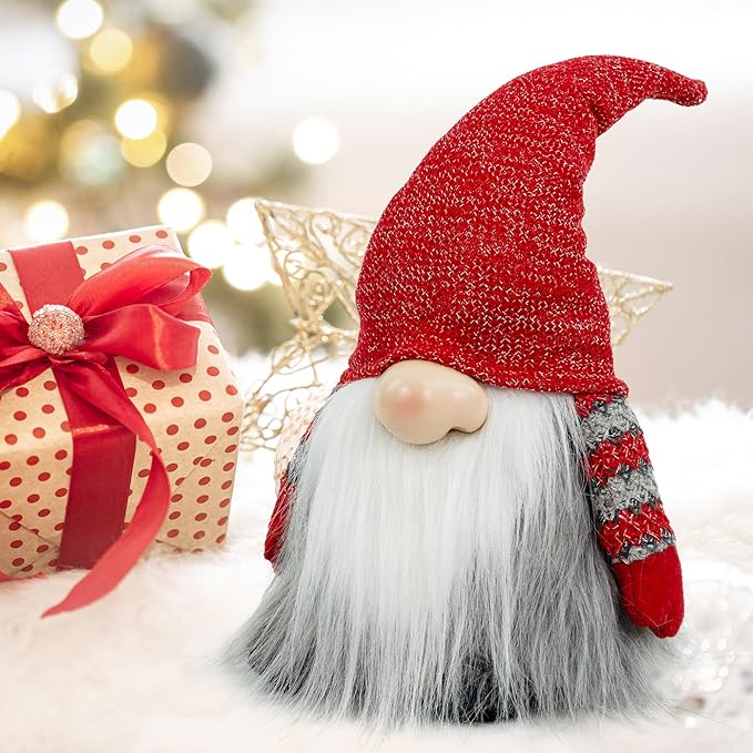 Gnome Christmas Decorations, Gnome Plush Ornaments Swedish Santa Tomte Elf Stuffed Dwarf, Indoor Christmas Decorations for Home Shelf Mantel Window Table Kitchen Bedroom Holiday Party Winter