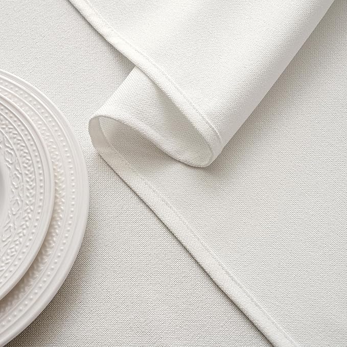 MIULEE White Linen Polyester Tablecloth 60x84 Inch Rectangle Table Cloth Waterproof,Stain Resistant & Wrinkle Resistant for Dining Party Wedding